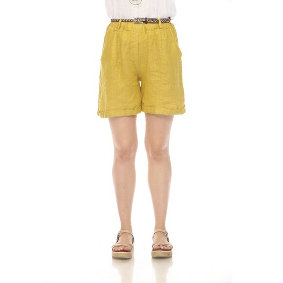 Mustard Shorts with twisted Belt - Picture 2 of 4